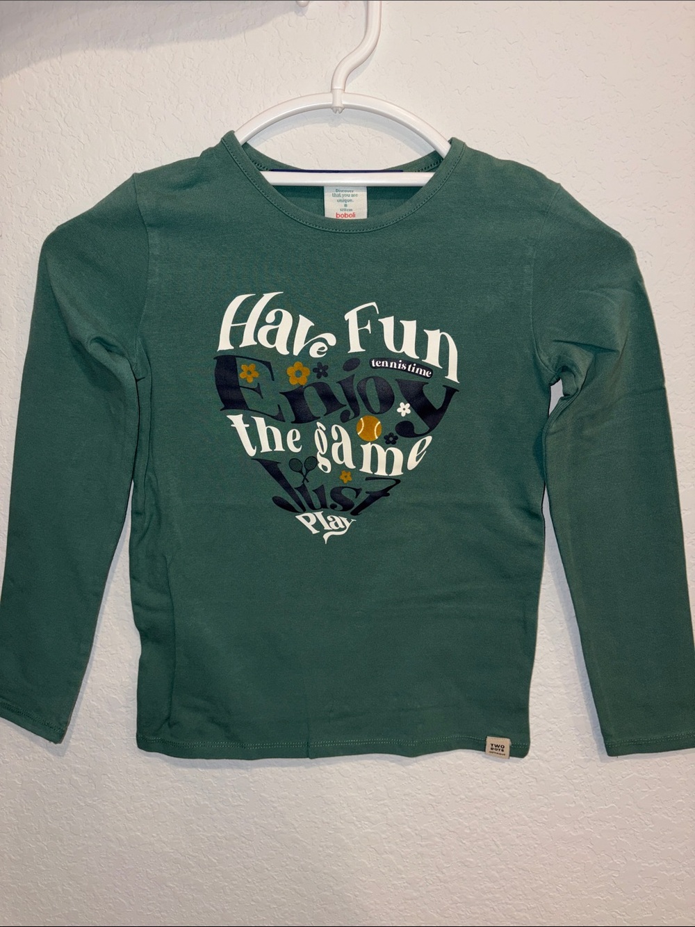 Green Long-Sleeve Graphic Tee for Kids - Have Fun by boboli